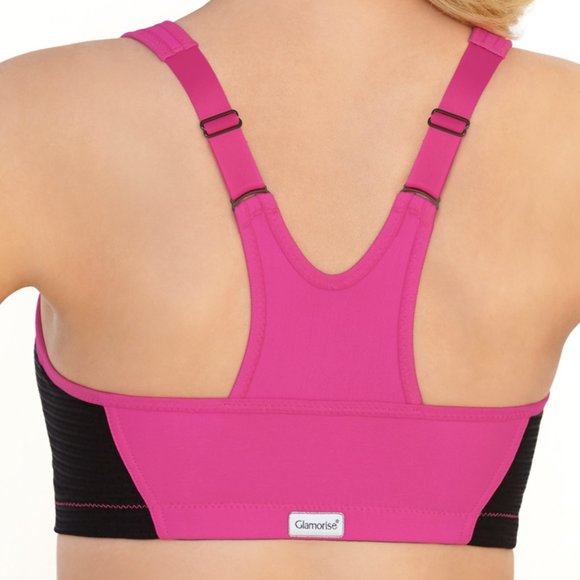 Set of 3! 34F Glamorise SPORT Bra (HIGH-IMPACT) Pink (RACERBACK) T-Back Zip NEW - Picture 5 of 16
